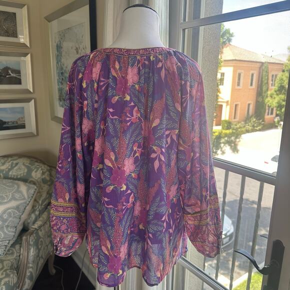 Spell & The Gypsy Bianca Blouse Boho Floral Tunic 100% Organic Cotton Size M - Picture 3 of 9